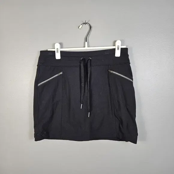 Athleta Womens Metro Skirt Skort Black Zip Pocket Lined Drawstring Size Small - Picture 1 of 7